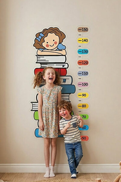 KT Decor Slatka devojčica čita knjigu, grafikon visine, grafikon razvoja, zid...
