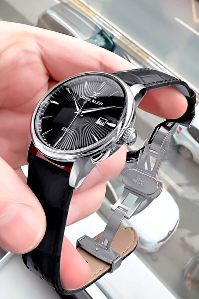 Daniel Klein Erkek Kol Saati 3 Atm Su Geçirmez Siyah Renk Deri Kordon DKE2059C1