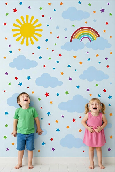 KT Decor Dugina, sunce i oblaci, zidna naljepnica za dečiju sobu
