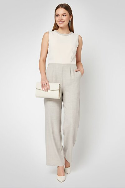 Harmont & Blaine Women Chambray Sleeveless Jumpsuit, Grey