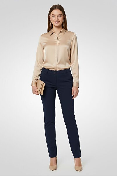 Lacoste Women Regular Fit Solid Skinny Leg Pants, Navy