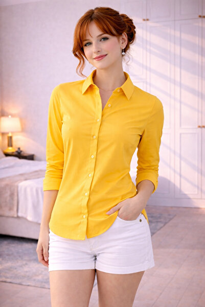 ahanora قميص أساسي من قماش الفيسكوز المنسوج (خيارات الألوان)