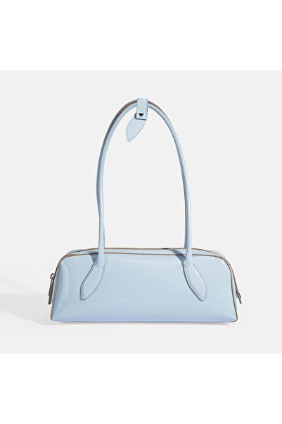 Desa Limited Edition Mavi Kadın Yaprak Detaylı Rugan Deri Omuz Çantası