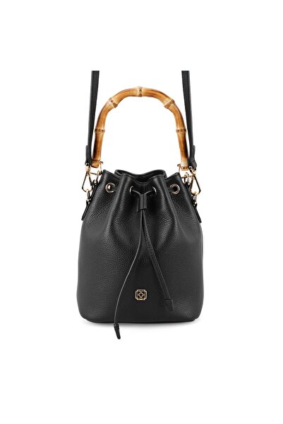 Desa Lexy Siyah Kadın Bambu Askılı Deri Omuz Çantası