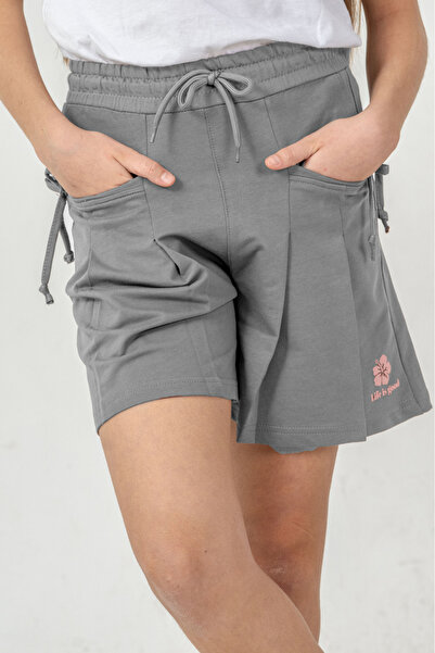 Mışıl Kids Life İs Good Baskılı Cepler Fiyonklu Kız Çocuk Şort