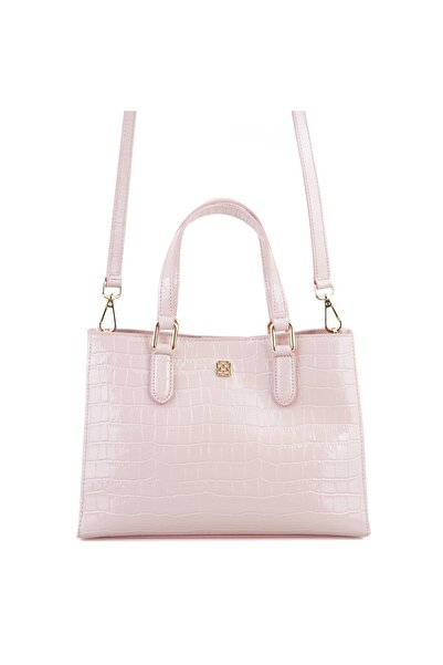 Desa Rieka Pudra Kadın Kroko Baskılı Deri El Çantası