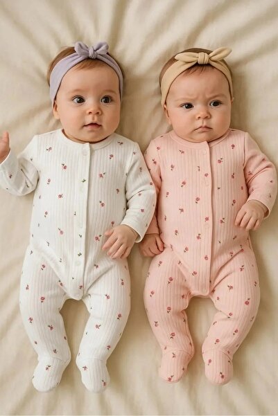 teknotrust عضوي، طفلة، رومبير، طقم، طباعة زهور، قطن، حديث الولادة، 1-3-6 أشهر...