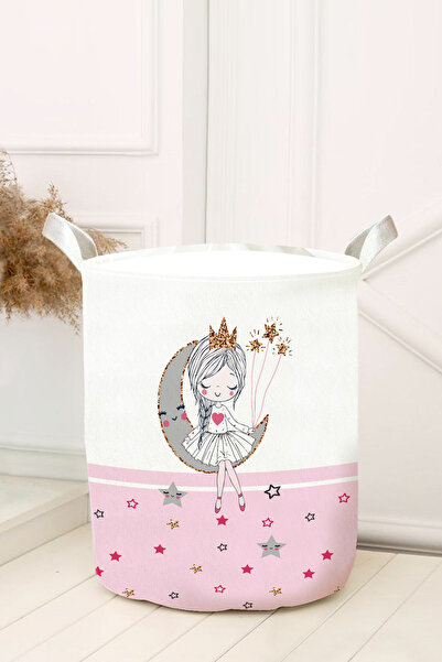 DT KIDS COȘ DE JUCĂRI PENTRU CAMERĂ DE COPII & BEBE CU DUCĂT ALB ROZ PRINCESS...