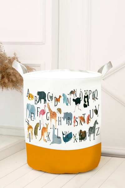 DT KIDS ΓΡΑΜΜΑΤΑ ΚΑΙ ΖΩΑ Με σχέδιο Καλάθι παιχνιδιών από τσόχα-Καλάθι ρούχων ...