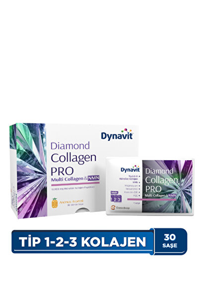 Dynavit Multi Collagen&NMN (NAD+ Öncüsü) 30 Saşe-Hidrolize Peptit Tip 1&3 Sığ...