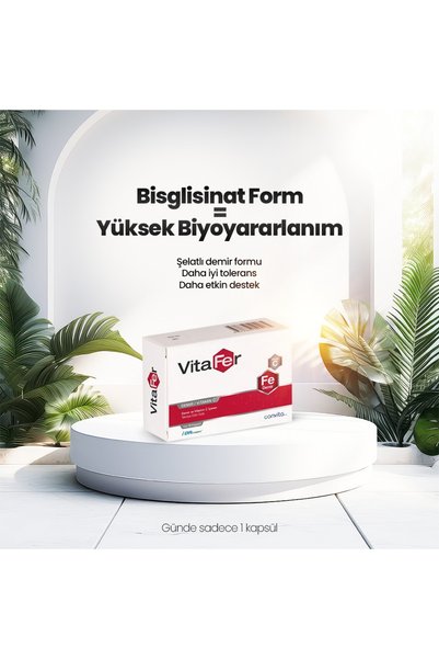 VİTAFER مكمل غذائي يحتوي على الحديد وفيتامين سي 30 كبسولة