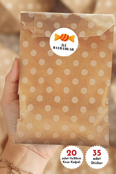 Bimotif Bayrama Özel Hediye Seti, 20li kese kağıdı (11x20 cm) ve 30 adet İyi ...