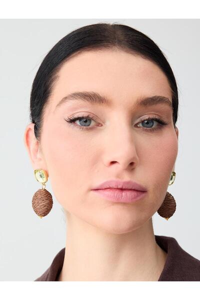 Jimmy Key Bordo Hasır Görünümlü Parlak Sallanan Küpe