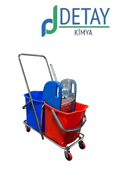 MCK Plus Detay Çift Kovalı Temizlik,paspas Arabası Krom Gövdeli Çelik Presli ...