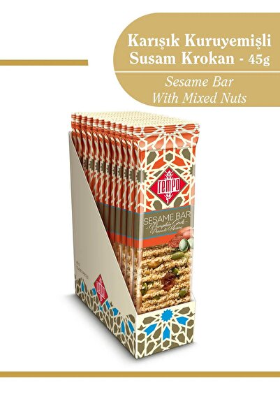 Tempo Şekerleme Karışık Kuruyemişli Susam Krokan 45 g x 12 Adet