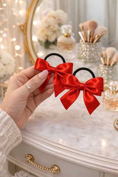 Emsay Store Cataramă cu fundă de crocodil din satin roșu, realizată manual, d...