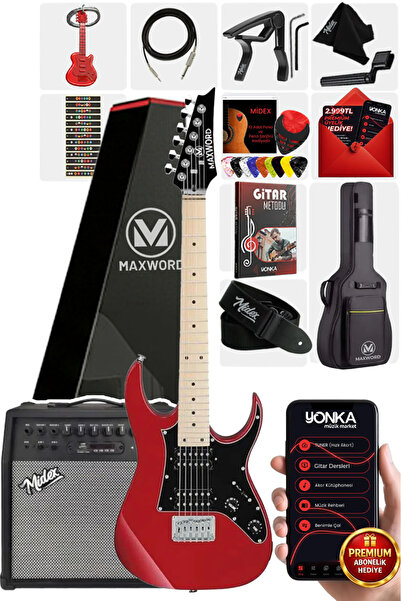 Maxword DE-150RD-50AMP Maple Klavye HH Yüksek Kaliteli 50W Amfili Elektro Git...