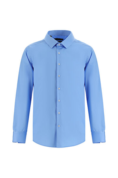 Abdullah Kiğılı قميص قطني كلاسيكي بأكمام طويلة وقصة ضيقة من الساتان غير الحديدي