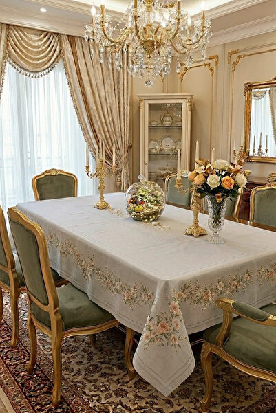 Çt Çeyizci Tekstil Stolnjak , Siva boja Digitalna štampa komad križića za vez...