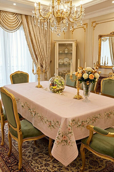 Çt Çeyizci Tekstil Stolnjak, puder boja, digitalno štampani križni vez, jedno...