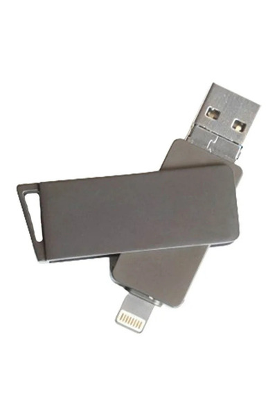 Xo Dk06 128Gb USB 3.0 Flash Memory Usb-A Micro Lightning Compatible 3 in 1 Metal Black