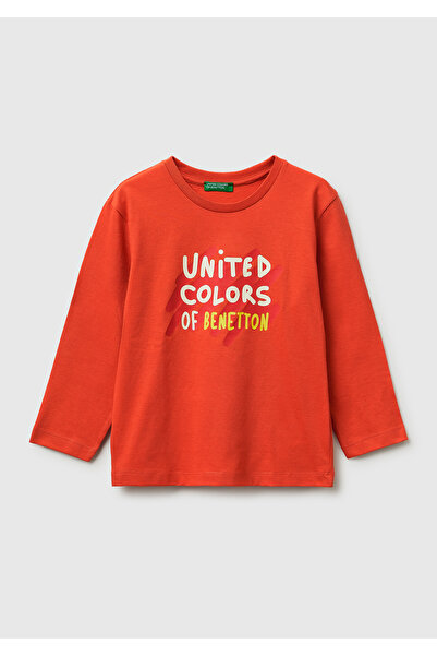 United Colors of Benetton Αγορίστικο μακρυμάνικο μπλουζάκι με στρογγυλή λαιμό...