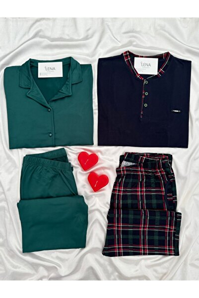 Lena Homewears Daily Comfortable Lover Couple Long Sleeve Pajama Set (Set of 2)