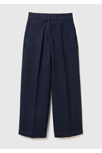 United Colors of Benetton Women's Navy Blue Cotton Blend Balloon Leg Trousers...