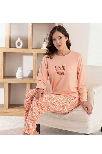 Pijamoni Γυναικείο Σετ Πυτζάμες Μακρυμάνικο Μιλανέζικο Υφασμάτινο 7600