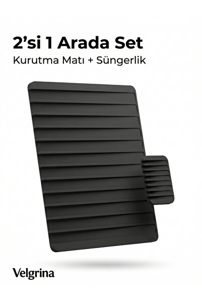 Velgrina Premium Silikon Eviye Kurutma Matı Seti – Kaymaz, Isıya Dayanıklı, K...