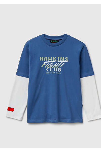 United Colors of Benetton Μπλουζάκι για αγόρια μπλε 100% βαμβακερό Stranger T...