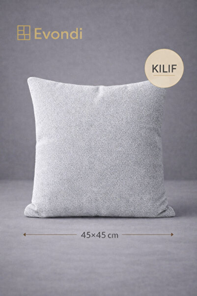 Evondi 45×45 Light Gray Soft-Textured Cushion Cover – Erasable Modern Fabric ...