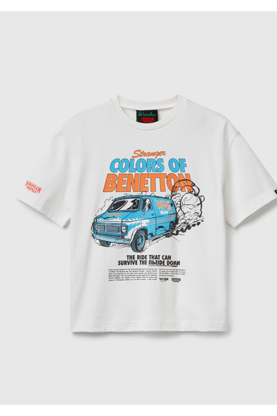 United Colors of Benetton Αγόρια λευκό 100% Βαμβάκι Stranger Things μπλουζάκι...