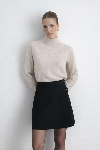 Gusto Wool Knit Blouse - Beige