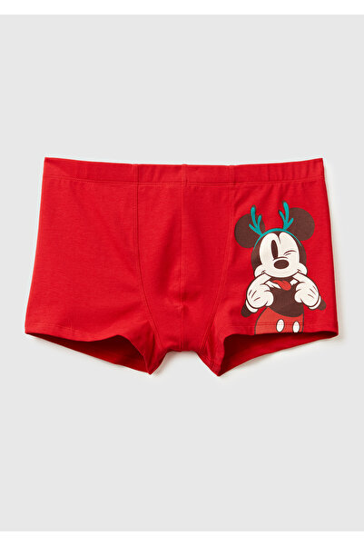 United Colors of Benetton Men's red mickey Printed cotton boxer