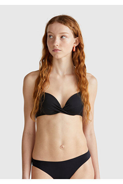 United Colors of Benetton Kadın Siyah Göğsü Büzgülü Arkadan Bağlamalı Bikini ...