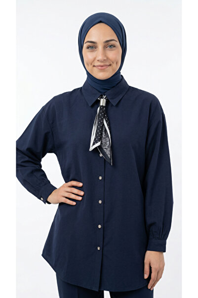 BENAHOLL Πουκάμισο Nurten με φουλάρι - ZN2085 Ναυτικό μπλε