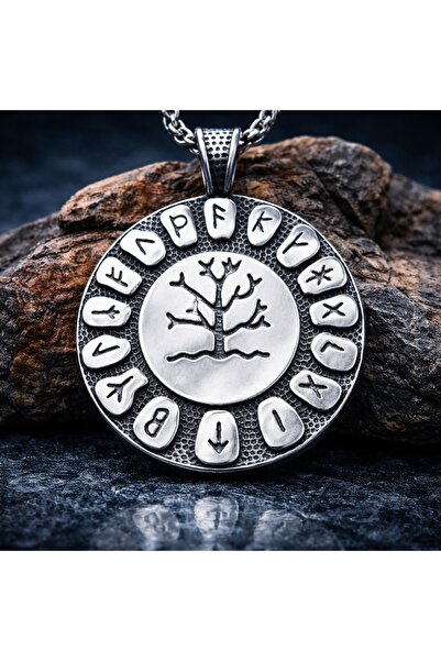 voyageaccessory Stainless Steel Viking Run Letter Yggdrasil Tree of Life Neck...