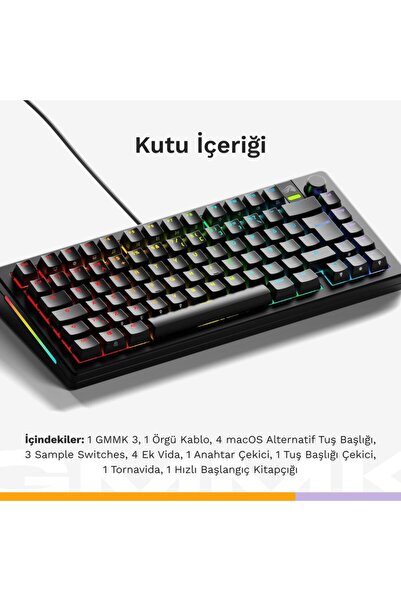 Glorious Gmmk3 %75 Mekanik Modüler Türkçe Siyah Oyuncu Klavyesi