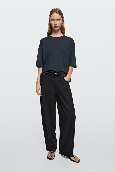 Massimo Dutti Dökümlü barrel fit jean