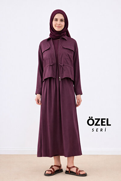 Mogi Butik Set de 2 piese pentru rochie hijab cu detaliu de buzunar, model de...