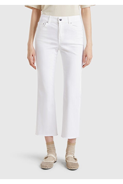 United Colors of Benetton Women's white 5 Pocketed short leg Denim pants