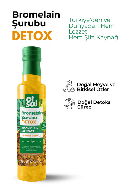 Otsa Bromelain Şurubu Ananas Ekstresi Ve Koenzim Q10 Ile Zenginleştirilmiş Detoks Karışımı 350g
