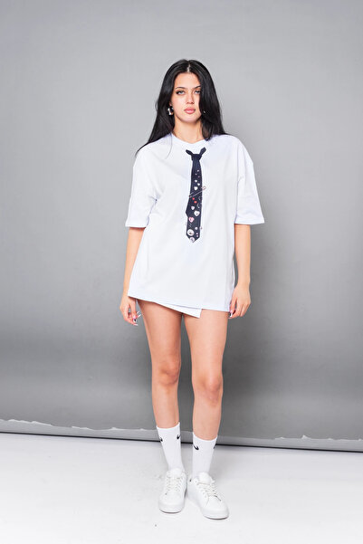 Bak Moda Bela unisex majica sa kravatom i širokim krojem