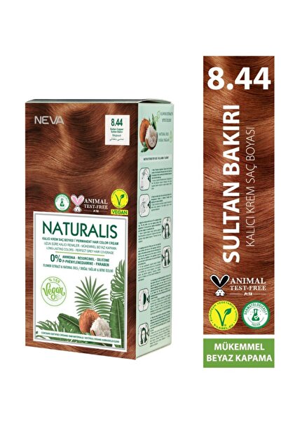 NEVA NATURALIS 8.44 SULTAN BAKIRI Amonyaksız Kalıcı Krem Saç Boyası Seti (VEGAN)