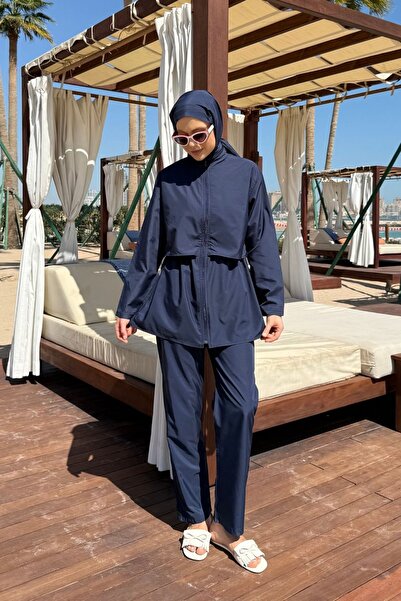 lurex moda Doha Parachute Fabric 3-Piece Fully Covered Hijab Swimsuit