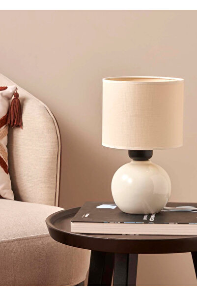 Bella Maison Marin Nancy Seramik Gövdeli Abajur Beyaz (26x16 cm)