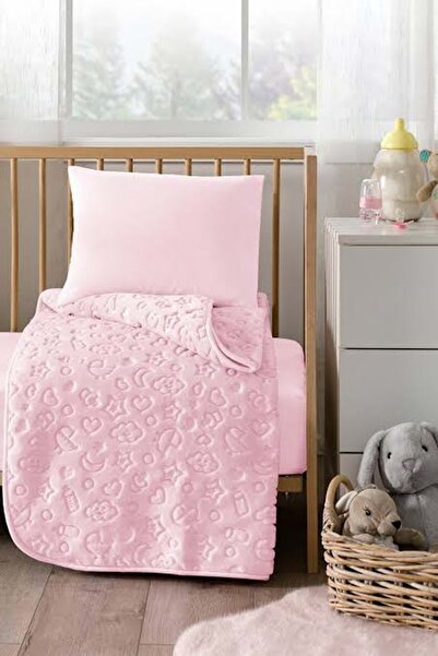 Özdilek بطانية أطفال منقوشة 100*120 - وردي