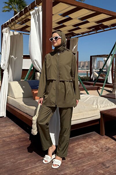 lurex moda Doha Parachute Fabric 3-Piece Fully Covered Hijab Swimsuit