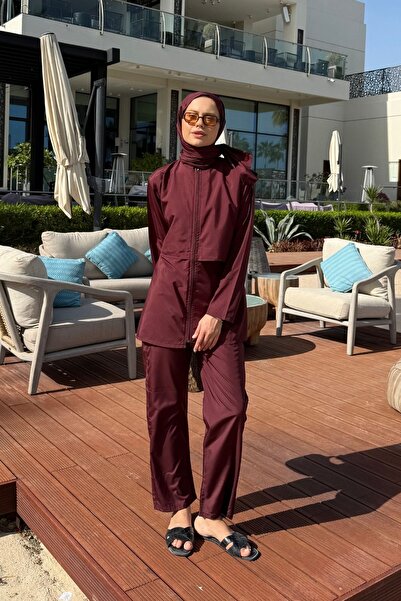 lurex moda Doha Parachute Fabric 3-Piece Fully Covered Hijab Swimsuit